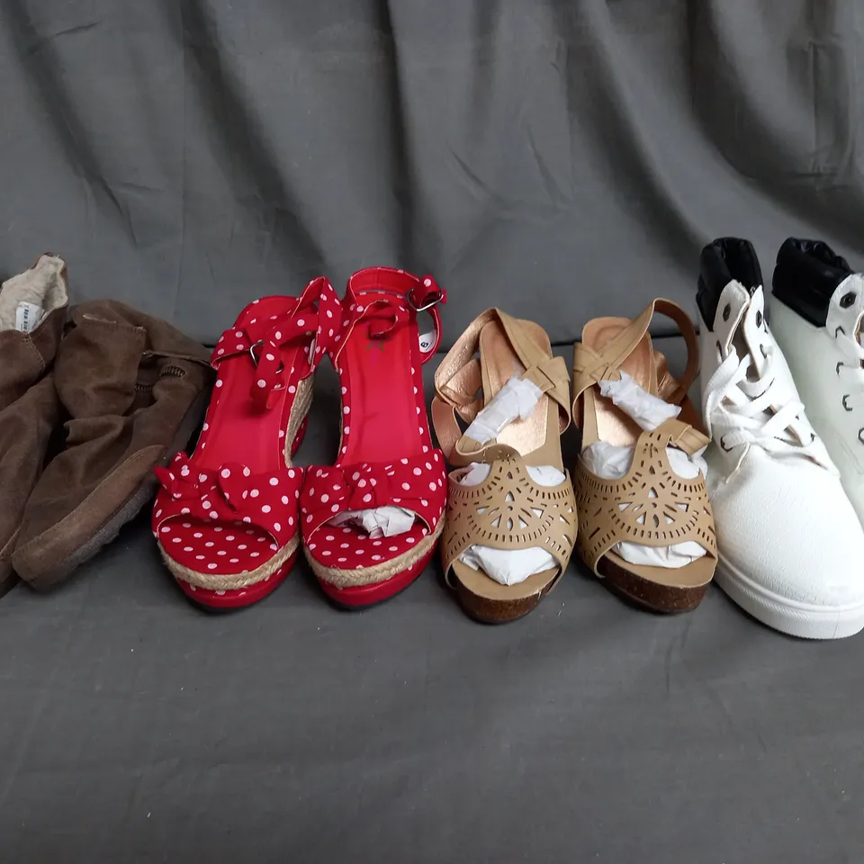 LARGE QUANTITY OF ASSORTED WOMENS SHOES IN VARIOUS SIZES, COLOURS AND STYLES