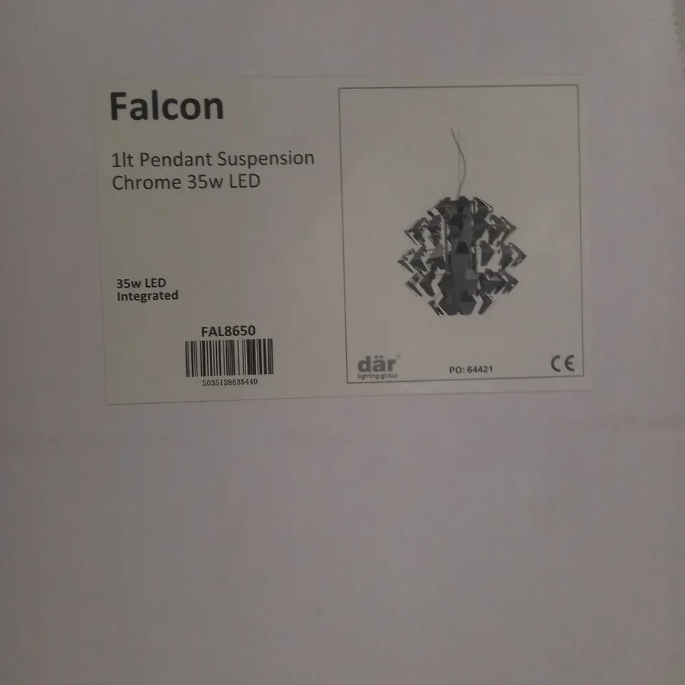 BRAND NEW DAR FALCON ONE LIGHT PENDANT SUSPENSION CHROME