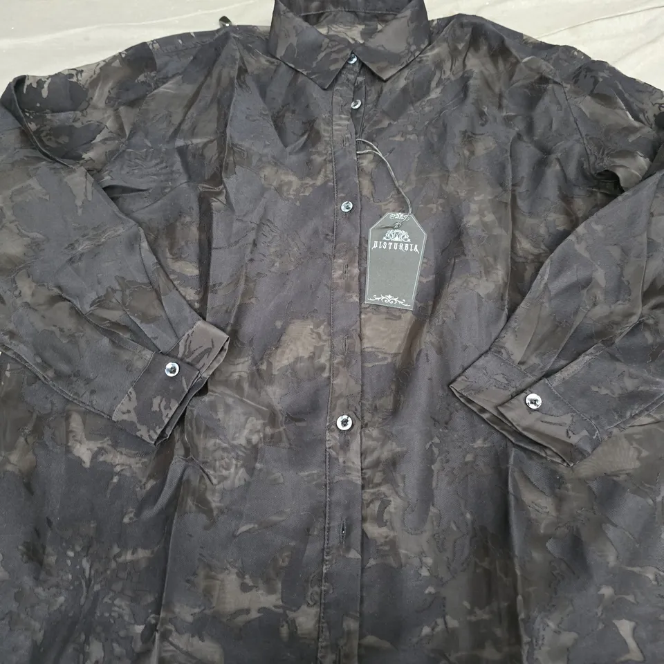 DISTURBIA INKBLOT SHEER LOOSE FIT SHIRT - SIZE 14