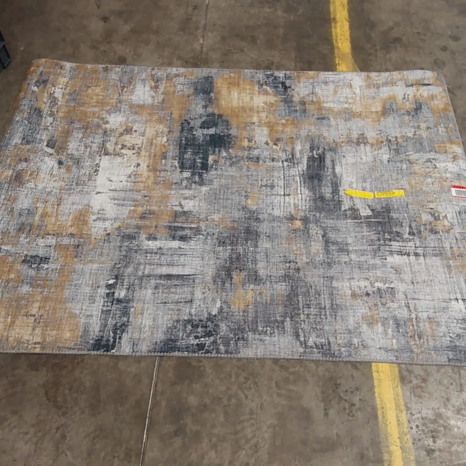 ABDOULAYE MACHINE WOVEN GREY/YELLOW RUG // 120 X 170CM