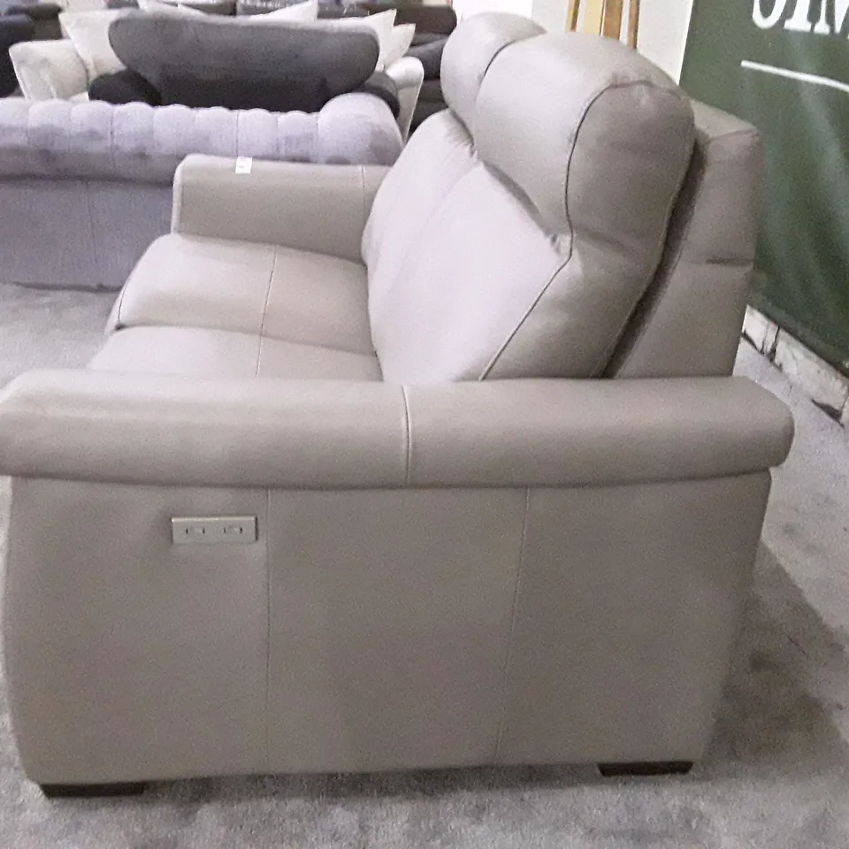 QUALITY ITALIAN DESIGNER ADRIANO ELECTRIC RECLINER LOVESEAT - TAUPE LEATHER