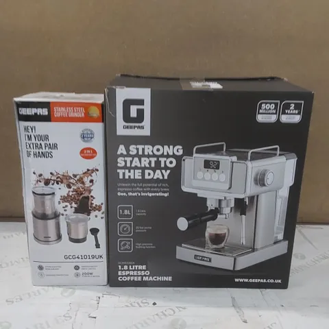 BOXED GEEPAS 1465W ESPRESSO COFFEE MACHINE & 200W COFFEE GRINDER COMBO SET