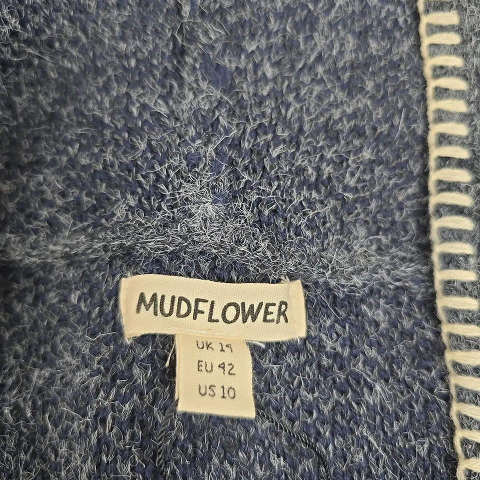 MUDFLOWER WOMEN'S KNIT CARDIGAN WITH CREAM WHIPSTITCH TRIM - UK 14 (EU 42, US 10)