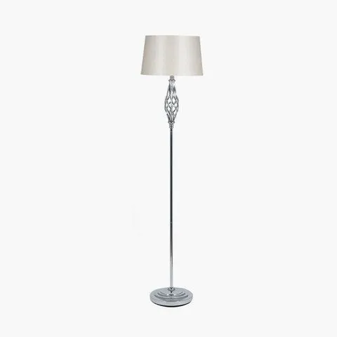 BOXED JENNA SILVER METAL TWIST DETAIL FLOOR LAMP