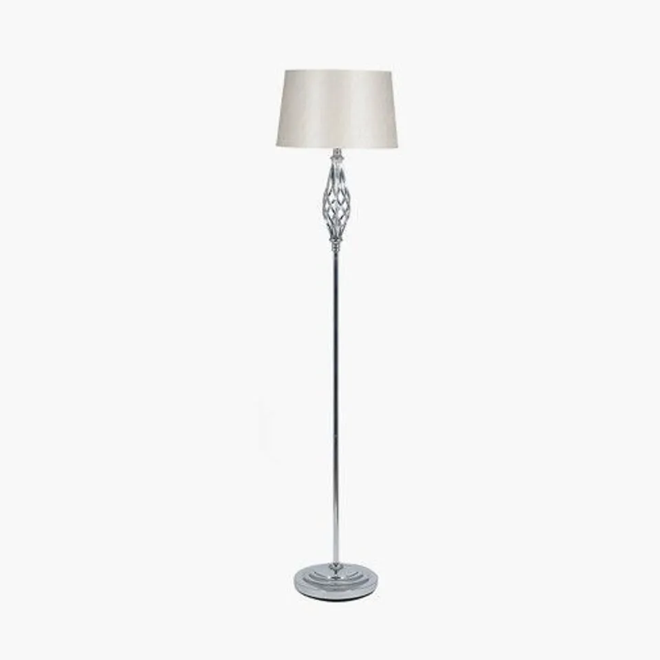 BOXED JENNA SILVER METAL TWIST DETAIL FLOOR LAMP