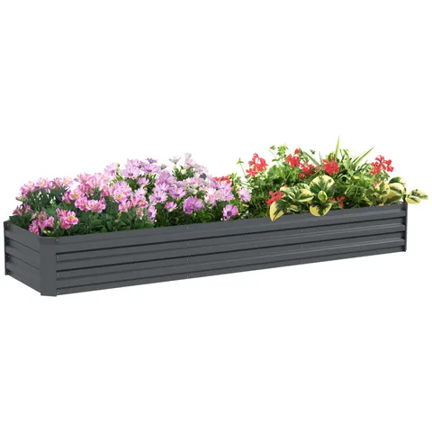 BOXED OUTSUNNY 60 X 240CM GALVANISED STEEL PLANTER, WITH OPEN BOTTOM