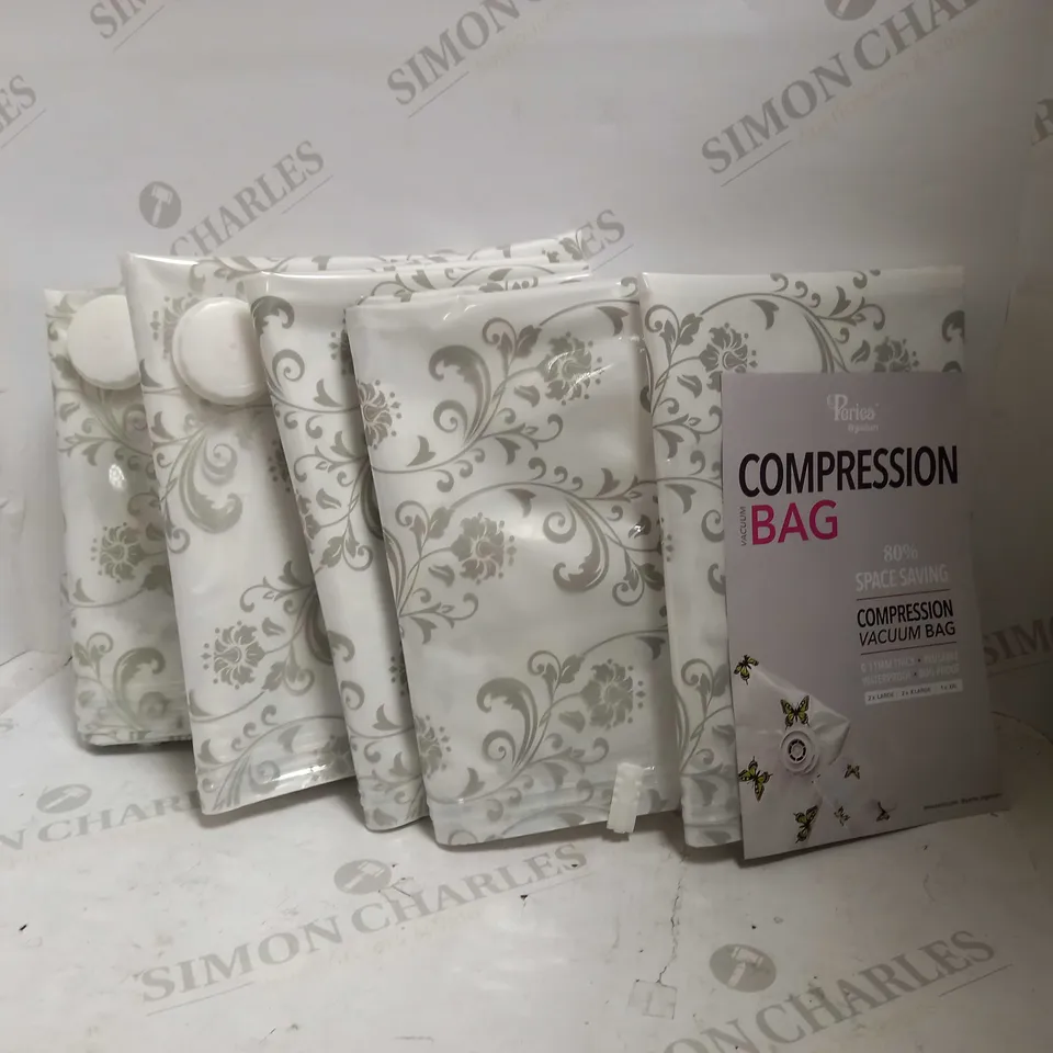 PERIEA SET OF 5 LARGE PRINTED COMPRESSION STORAGE BAGS