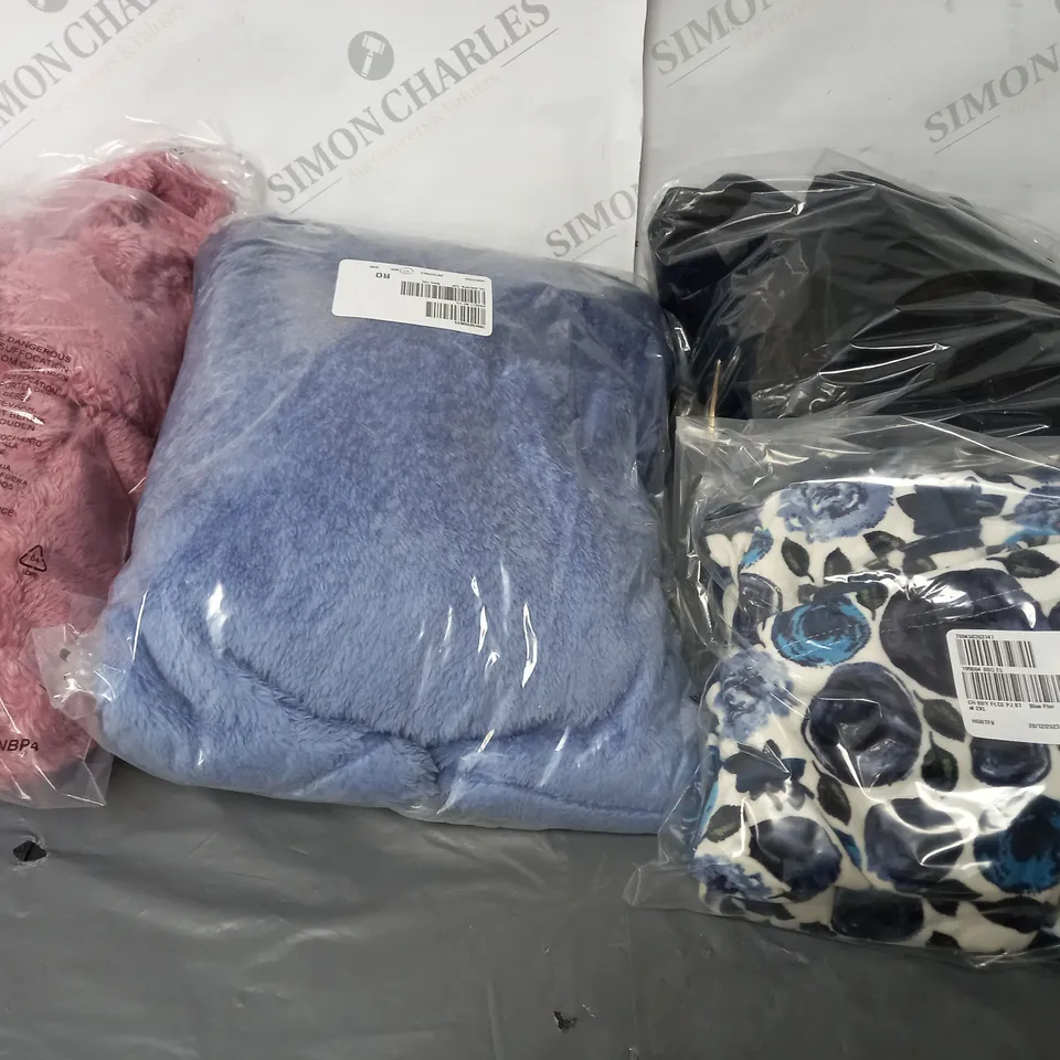 BOX OF ASSORTED CLOTHING ITEMS TOO INCLUDE BAGS , TOPS, AND TROUSERS   ETC. 