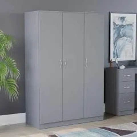 BOXED RIO 3 DOOR WARDROBE - GREY (2 BOXES)