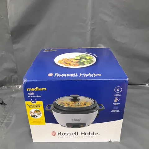 BOXED RUSSELL HOBBS MEDIUM WHITE RICE COOKER 