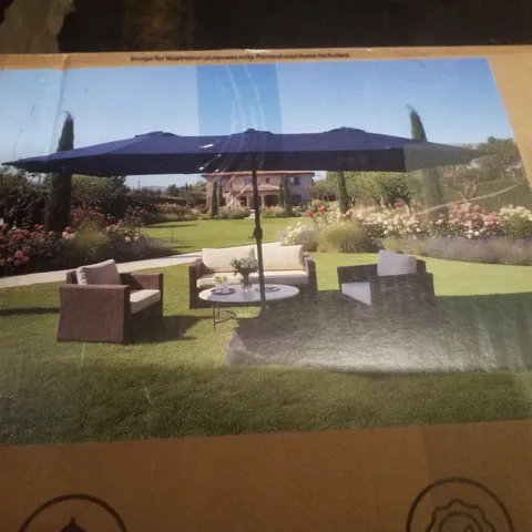 BOXED KEPLIN GARDEN EXTRA-WIDE DOUBLE PARASOL - NAVY