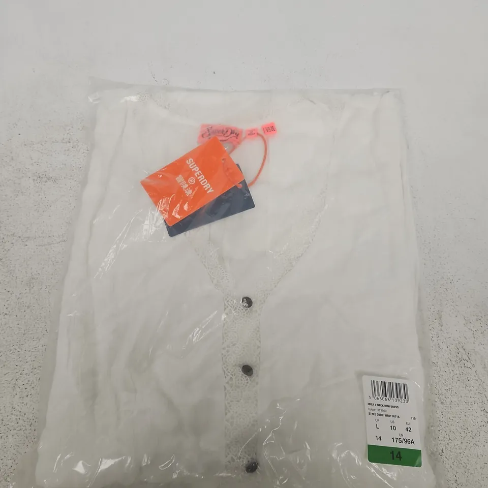 SUPERDRY WOMEN'S WHITE LACE-TRIM SHIRT, UK 14