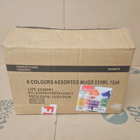 BOXED HOME&MORE COLOURFUL MUGS SET OF 12 330ML