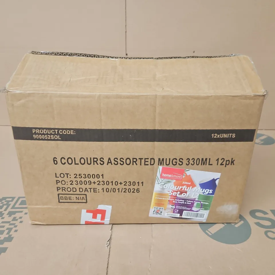 BOXED HOME&MORE COLOURFUL MUGS SET OF 12 330ML