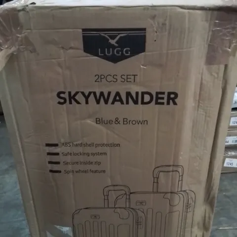 BOXED LUGG SKYWANDER 2PCS LUGGAGE SET  -BLUE AND BROWN-
