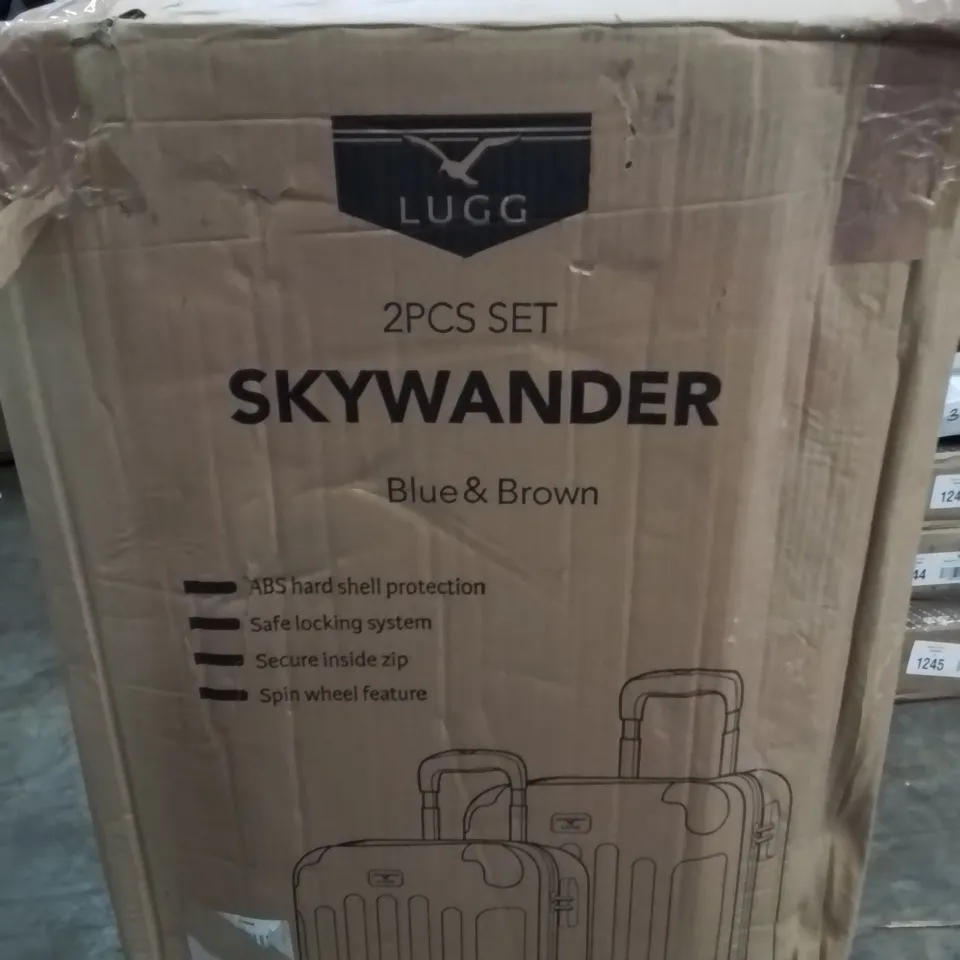 BOXED LUGG SKYWANDER 2PCS LUGGAGE SET  -BLUE AND BROWN-