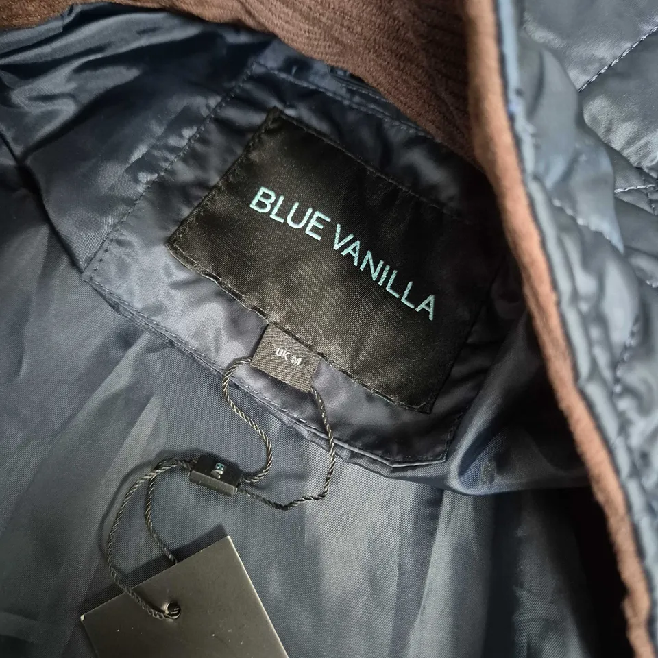 BLUE VANILLA DIAMOND QUILTED CORD COLLAR COAT IN NAVY - MEDIUM