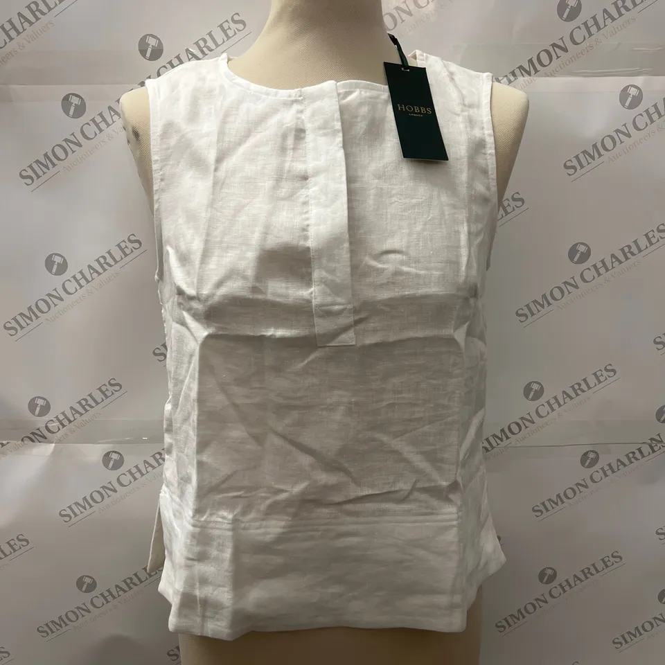 HOBBS LONDON PANNEL FRONT SLEEVELESS TOP IN WHITE SIZE 8
