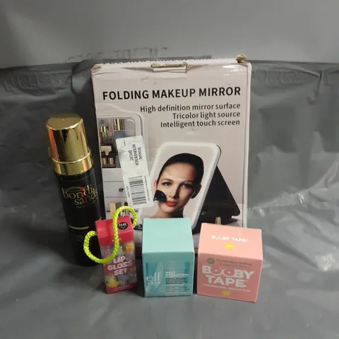 APPROXIMATELY 20 ASSORTED HEALTH & BEAUTY PRODUCTS TO INCLUDE FOLDING MAKEUP MIRROR, LIP GLOSS SET AND ELF CLEANSING BALM