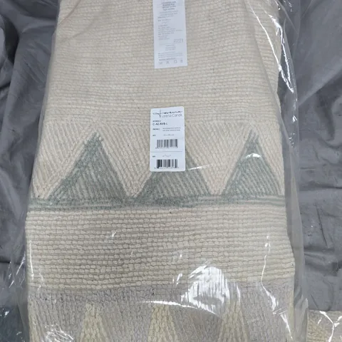 LORENA CANALS RUG – NATURAL VINTAGE BLUE WITH GREY TRIANGLE PATTERN