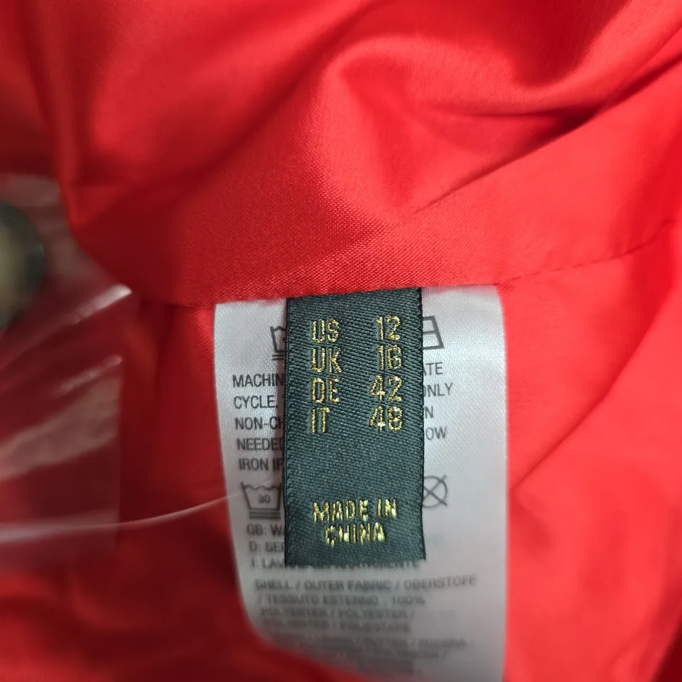 RUTH LANGFORD RED COAT, UK 16 (US 12)