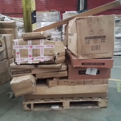 PALLET OF NEO PRODUCTS AND ASSORTED HOUSEHOLD GOODS TO INCLUDE;DINING CHAIRS,MIRROR,WHEEL BARROW,GAZEBOS,TROLLEY CART