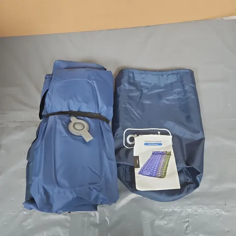 ASAB INFLATABLE SLEEPING PAD – CAMPING/HIKING, BLUE (ROLLED)