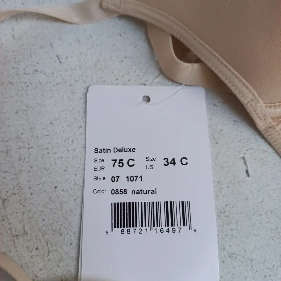 HANRO SATIN DELUXE BRA – UK 34C (EU 75C, US 34C) NATURAL