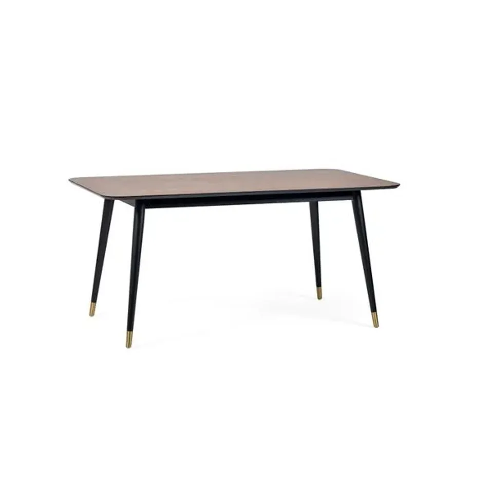 BOXED FINDLAY RECTANGULAR DINING TABLE - WALNUT & BLACK (1 BOX)
