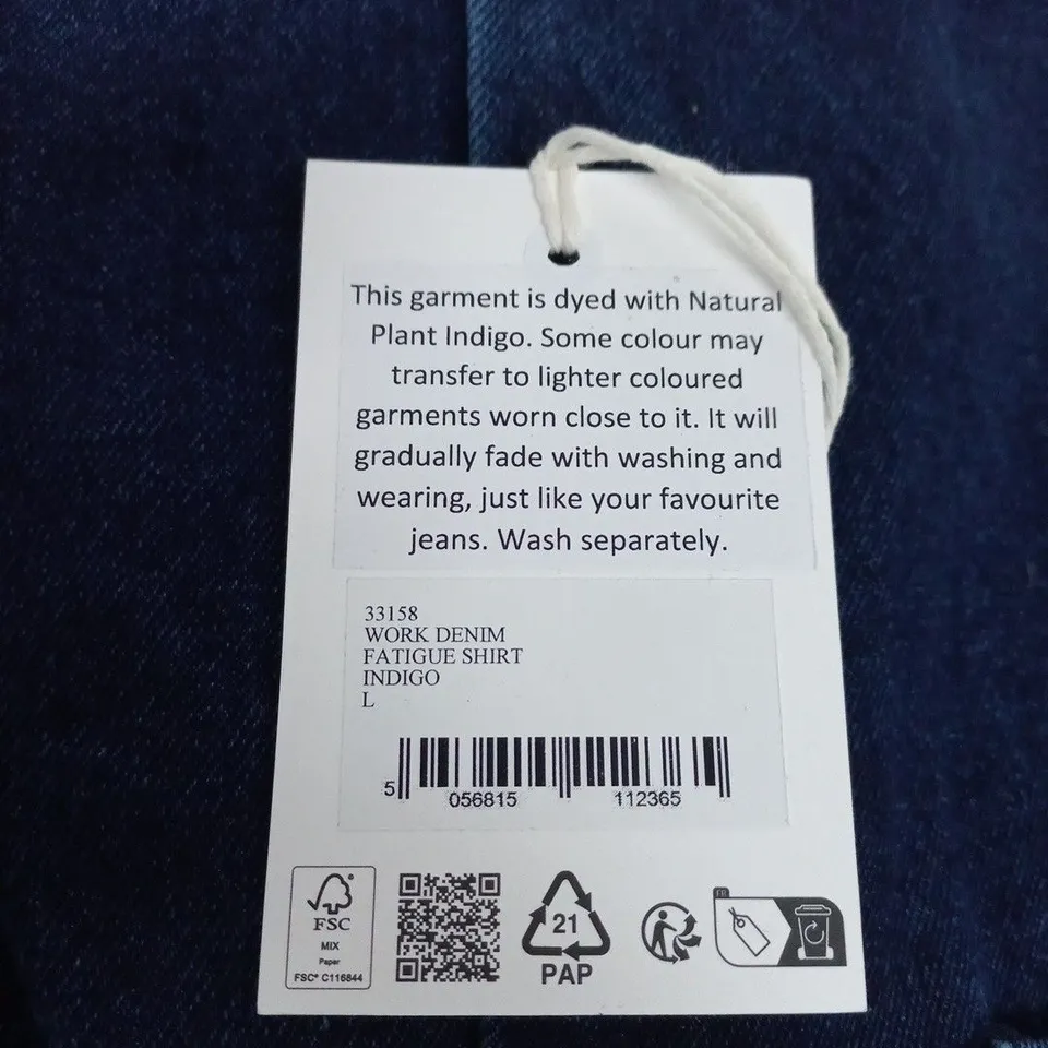 UNIVERSAL WORKS DENIM FATIGUE SHIRT INDIGO – UK L