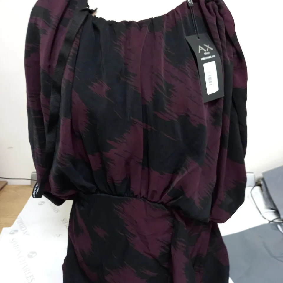 AX PARIS BLACK & PURPLE TOP - UK SIZE 16