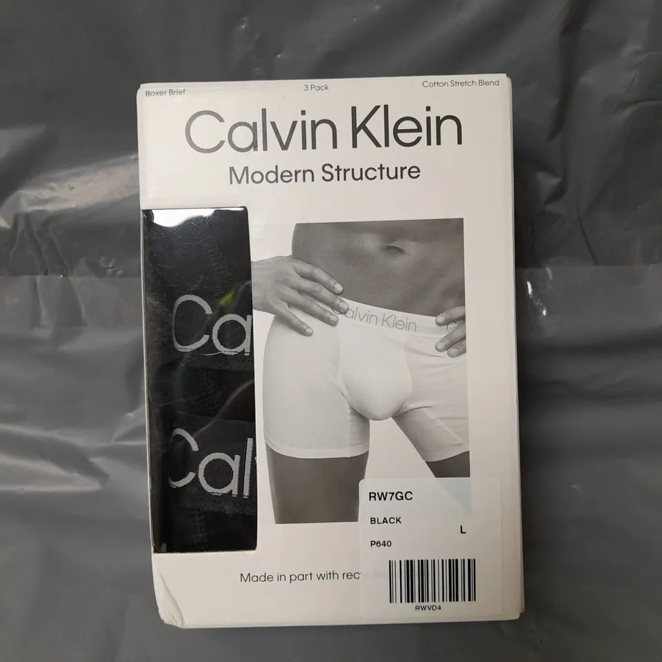 CALVIN KLEIN 3 PACK BOXER BRIEFS MODERN STRUCTURE - BLACK RRP £44