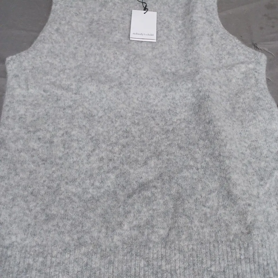 NOBODY'S CHILD FLUFFY CREW NECK VEST, GREY - UK SIZE M