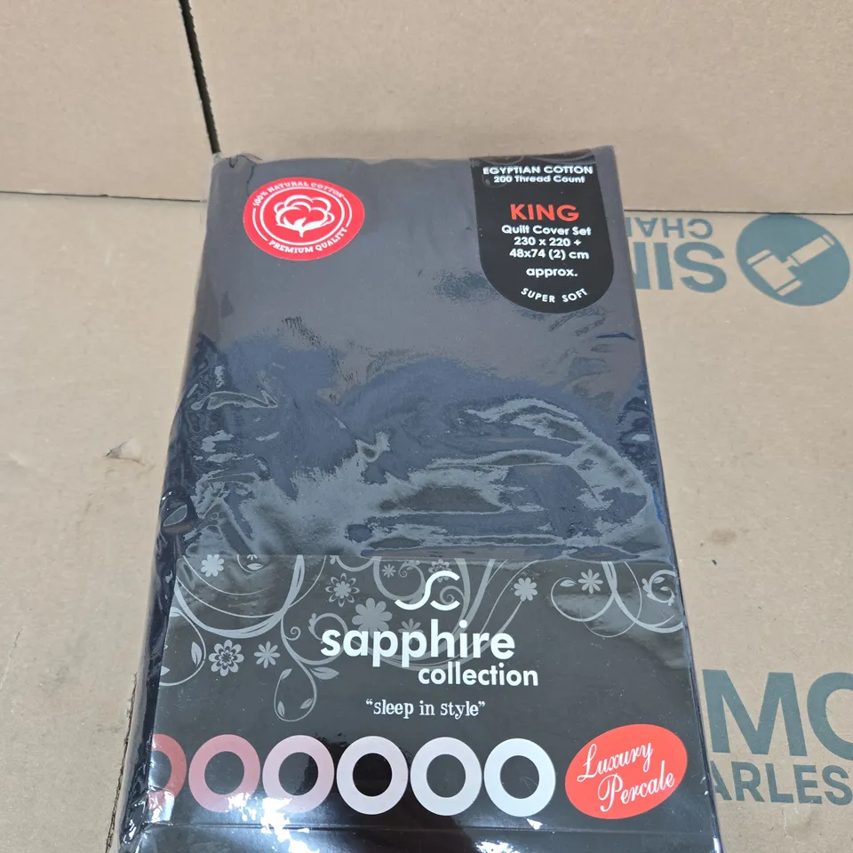 SAPPHIRE COLLECTION KING QUILT COVER SET, EGYPTIAN COTTON