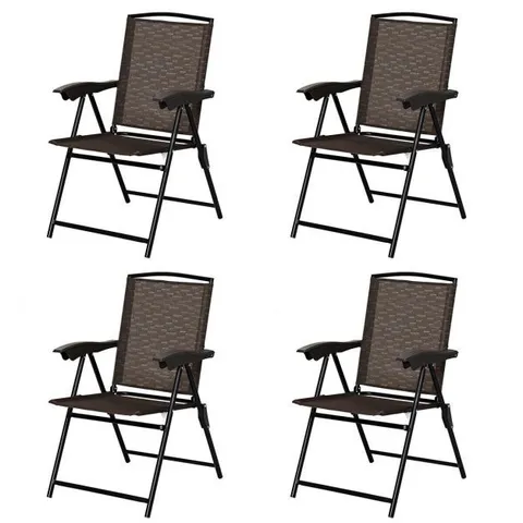 BOXED COSTWAY SET OF 4 PATIO FOLDING SLING CHAIRS STEEL TEXTILENE CAMPING