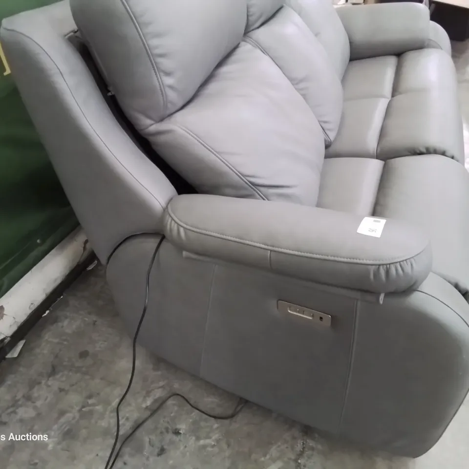 QUALITY BRITISH DESIGNER & MANUFACTURED G PLAN KINGSBURY POWER RECLINING THREE SEATER SOFA CAPRI GREY LEATHER 