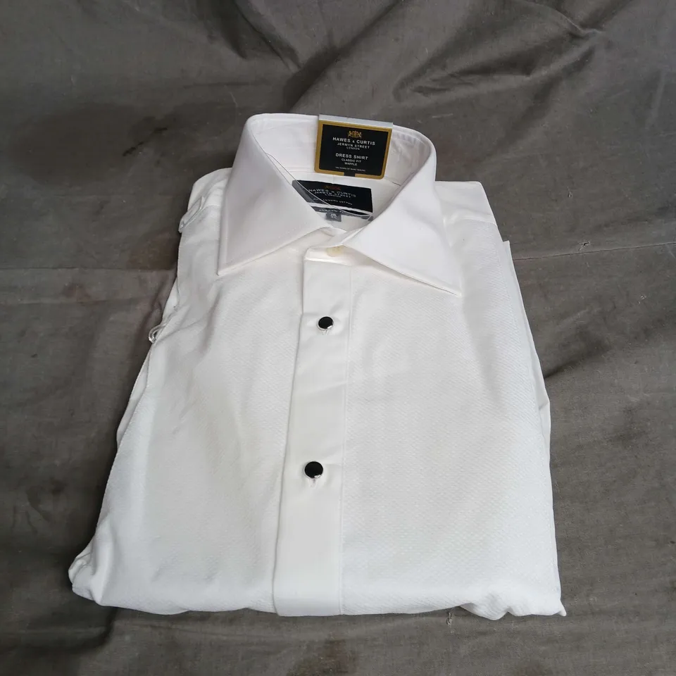 HAWES & CURTIS CLASSIC FIT WAFFLE DRESS SHIRT IN WHITE SIZE 16/34