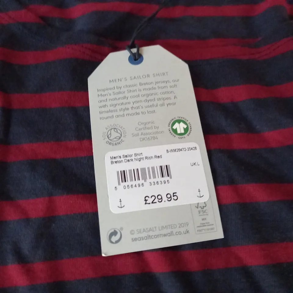SEASALT CORNWALL MENS STRIPED LONG SLEEVE TOP - L
