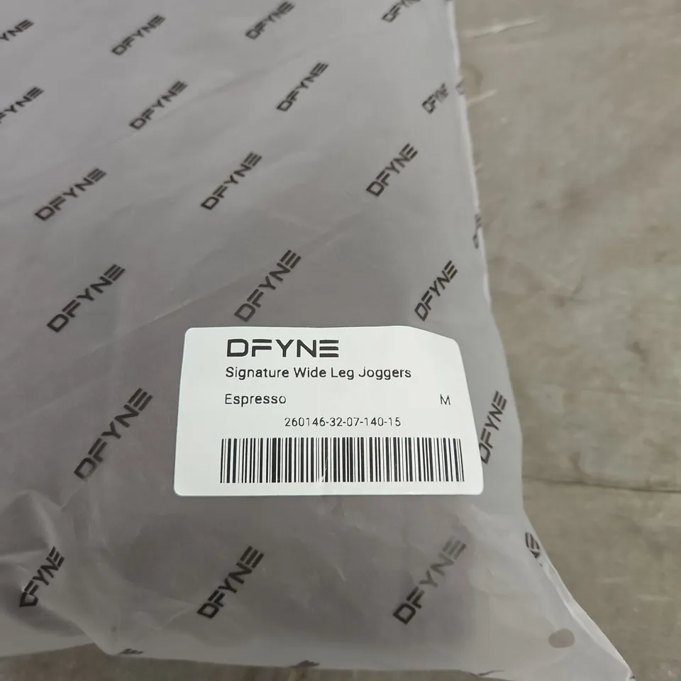 DFYNE SIGNATURE WIDE LEG JOGGERS – ESPRESSO – UK SIZE M