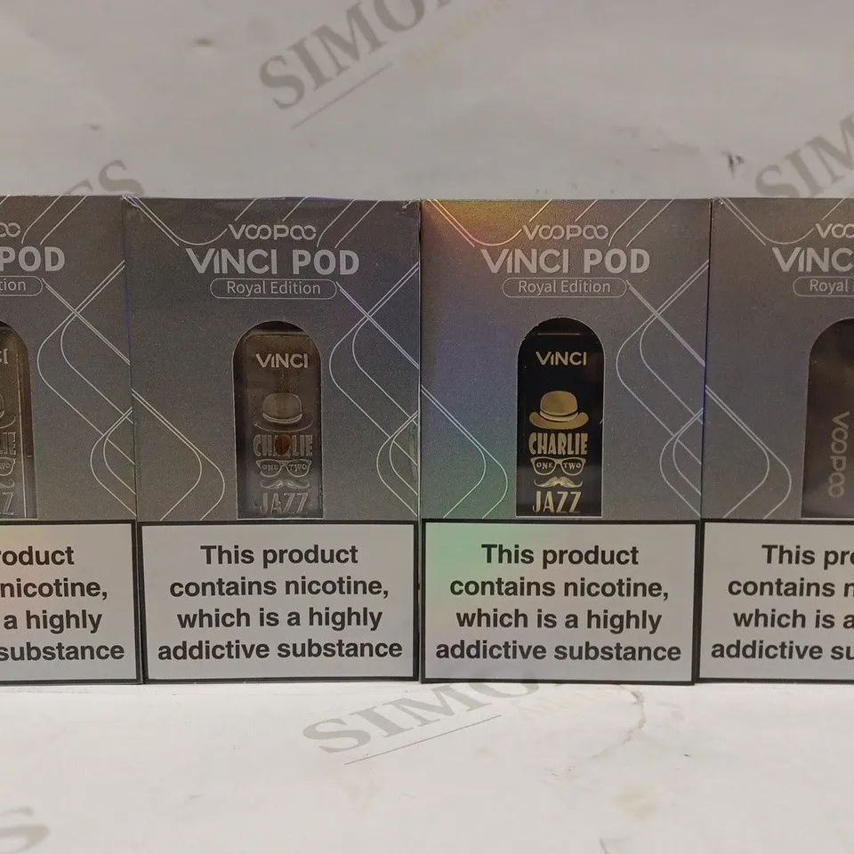 BOX OF 4 VOOPOO VINCI ROYAL EDITION PODS IN ASSORTED COLOURS TO INCLUDE SILVER JAZZ & GOLD LEAF