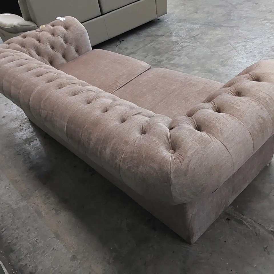 DESIGNER CONTEMPORARY CHESTERFIELD STYLE FABRIC UPHOLSTERED 3 SEATER SOFA 