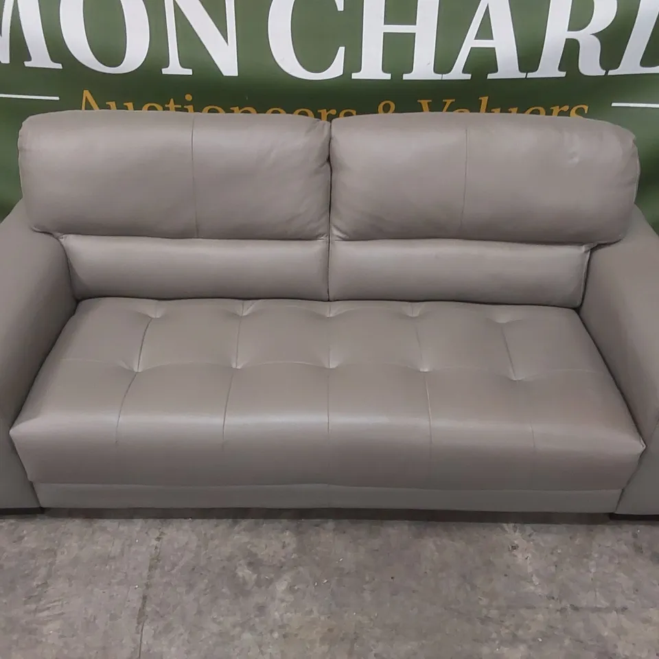 QUALITY DESIGNER ITALIAN MADE LEATHER MARCOS 4 SEATER SOFA - GREY