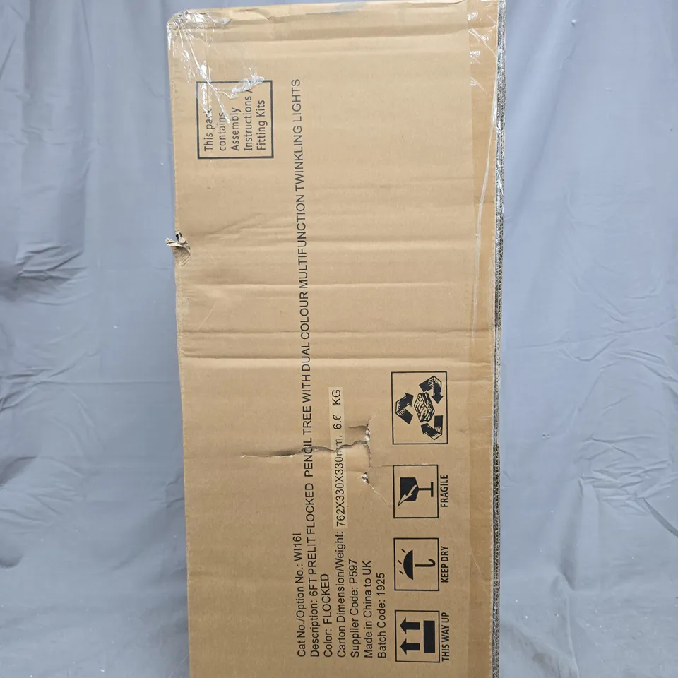 BOXED PRELIT FLOCKED PENCIL TREE - COLLECTION ONLY