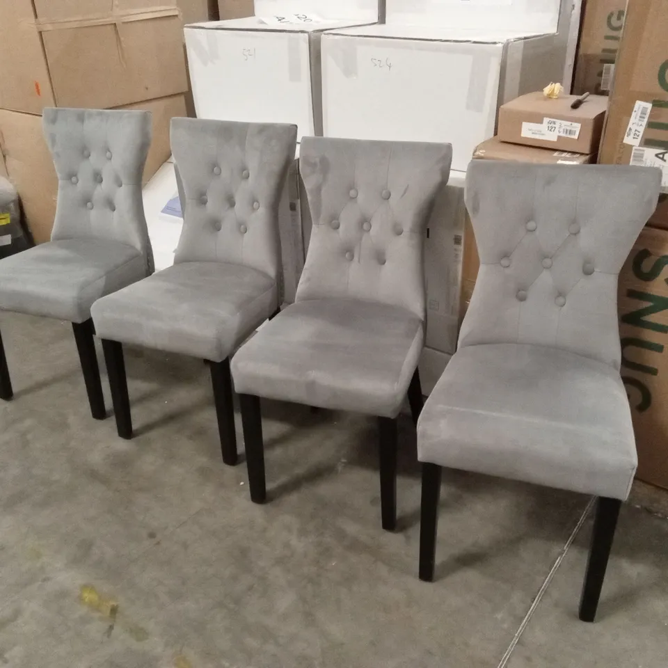 SET OF 4 DESIGNER VELVET KNOCKER-BACK DINING CHAIRS