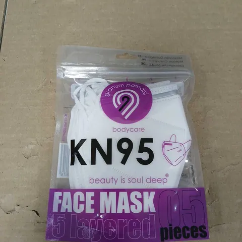 BOX OF APPROXIMATELY 15 PACKS OF 5 LAYERED FACE MASKS - WHITE - 5 MASKS PER PACK