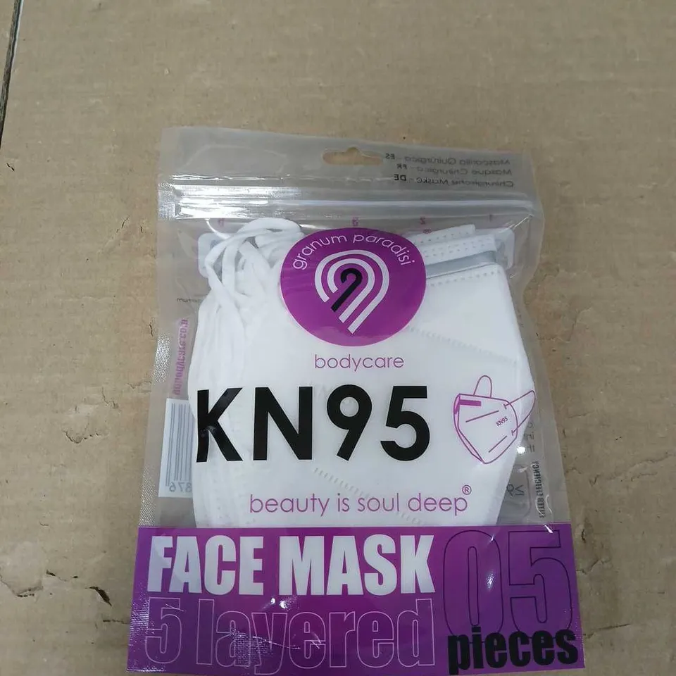 BOX OF APPROXIMATELY 15 PACKS OF 5 LAYERED FACE MASKS - WHITE - 5 MASKS PER PACK