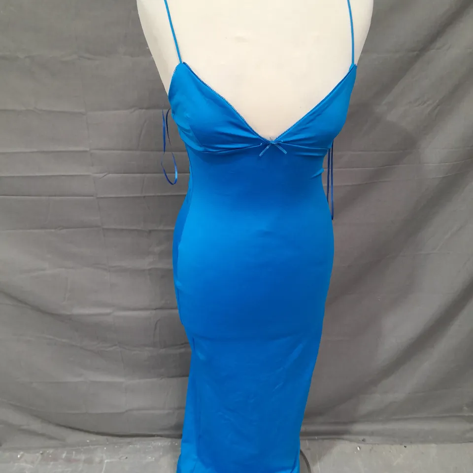 BERSHKA SPAGHETTI STRAP VNECK MAXI DRESS IN BRIGHT BLUE SIZE S