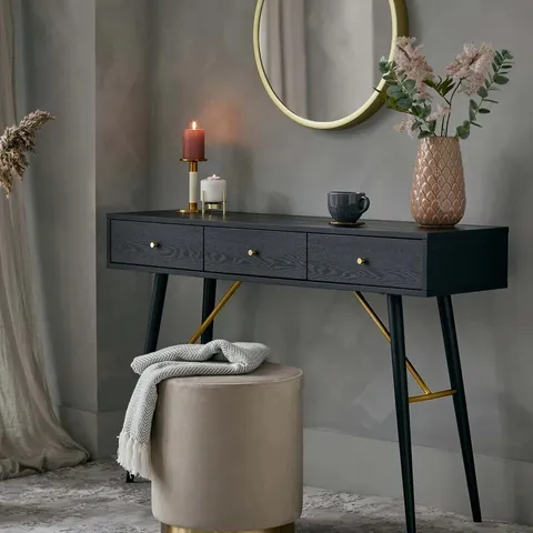BOXED DANETTI LENNOX BLACK ASH CONSOLE TABLE (1 BOX)
