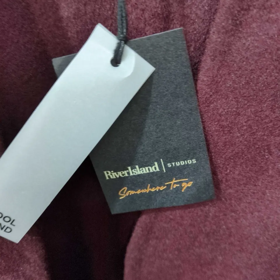 RIVER ISLAND STUDIOS BURGUNDY WRAP JACKET – UK SIZE S (WOMEN)
