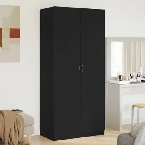 BOXED WARDROBE BLACK OAK ENGINEERED WOOD 100 X 50 X 200 CM DURABLE (2 BOXES)